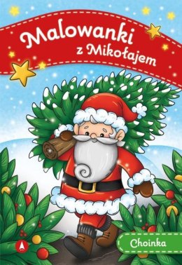 Choinka Malowanki z Mikołajem Zimowe Kolorowanka Świąteczna Skrzat Mikołaj