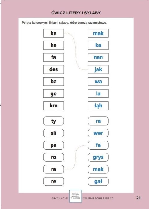 Ćwiczenia Nauka czytania Metoda sylabowa Bookolika Sylaby Czytam wyrazy