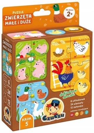 CzuCzu Puzzle Zwierzęta małe i duże 2+ gra i 6 puzzli dla dwulatka
