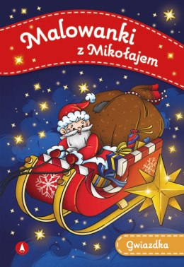 Gwiazdka Malowanki z Mikołajem Zimowe Kolorowanka Świąteczna Skrzat Mikołaj