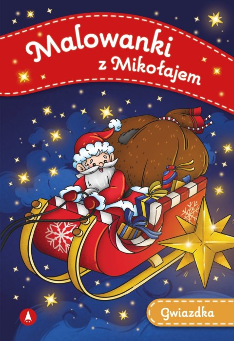 Gwiazdka Malowanki z Mikołajem Zimowe Kolorowanka Świąteczna Skrzat Mikołaj