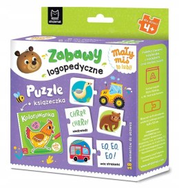 Mały miś to lubi! Zabawy logopedyczne Puzzle + książeczka Aksjomat