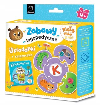 Mały miś to lubi! Zabawy logopedyczne Układanki + książeczka Aksjomat