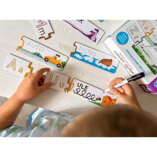 Nauka pisania Litery i słowa Książka + puzzle do pisania Kapitan Nauka