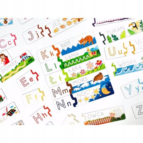 Nauka pisania Litery i słowa Książka + puzzle do pisania Kapitan Nauka