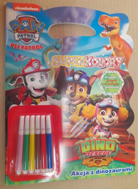 OUTLET Psi Patrol SuperKolory Kolorowanka Dino Flamastry