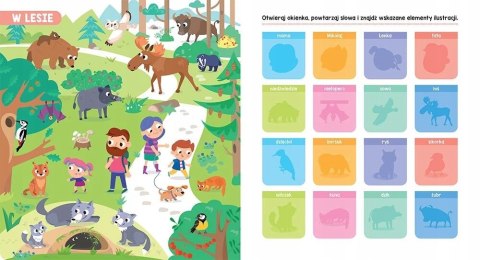 Zwierzęta Książeczka z okienkami 100 okienek 100 słów Aksjomat