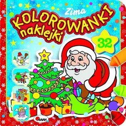 Kolorowanki naklejki Zima Kolorowanka Świąteczna Mikołaj Święta