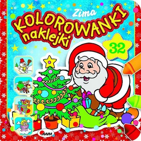 Kolorowanki naklejki Zima Kolorowanka Świąteczna Mikołaj Święta