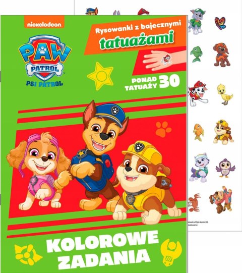 Kolorowe zadania Psi Patrol Rysowanki z bajecznymi tatuażami Tatuaże