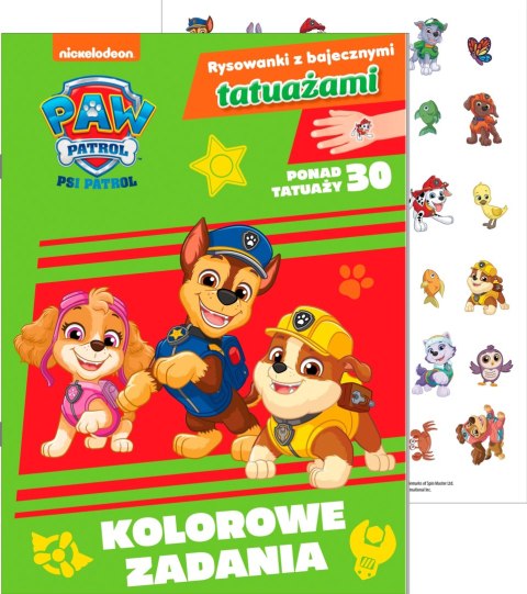 Kolorowe zadania Psi Patrol Rysowanki z bajecznymi tatuażami Tatuaże