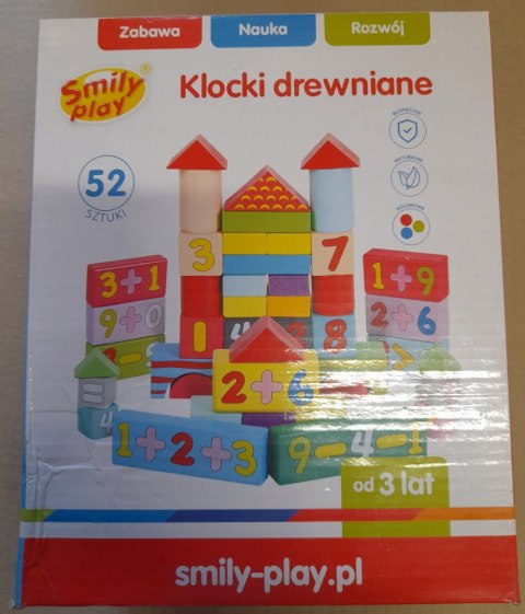OUTLET Kolorowe Klocki drewniane 52 elementów Smily Play