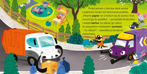 Odjazdowe samochody Śmieciarka Książeczka kartonowa