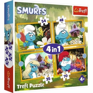 Puzzle 4w1 Smerfy Życie w wiosce smerfów 34664 Trefl