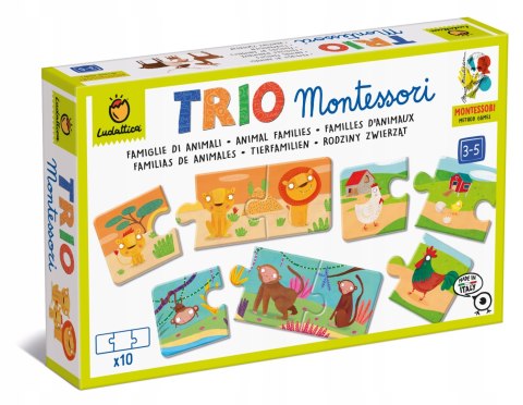 Puzzle Montessori Trio gra układanka Rodziny Zwierząt 23850 Ludaticca