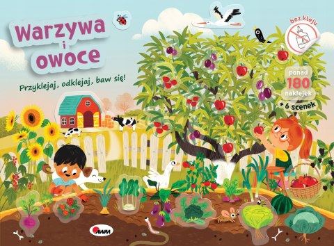 Warzywa Owoce przyklejaj.Książeczka z naklejkami wielokrotnego Użytku