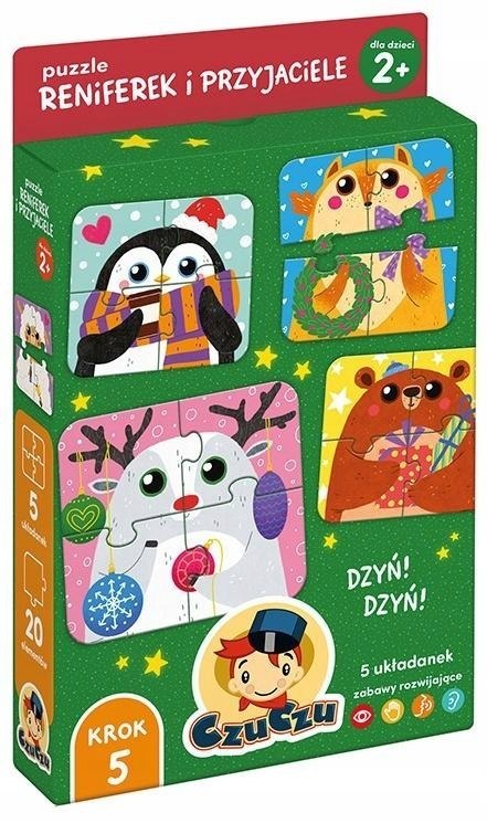 CzuCzu Puzzle Reniferek i przyjaciele dla dzieci 20 elementów 5 Układanek