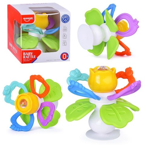 Grzechotka Gryzak Kwiatek z Przyssawką 2w1 dla Noworodka Niemowlaka