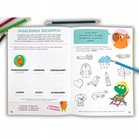 Kapibara Loguś Zabawy logopedyczne Ćwiczę łamańce Kapitan Nauka Edgard