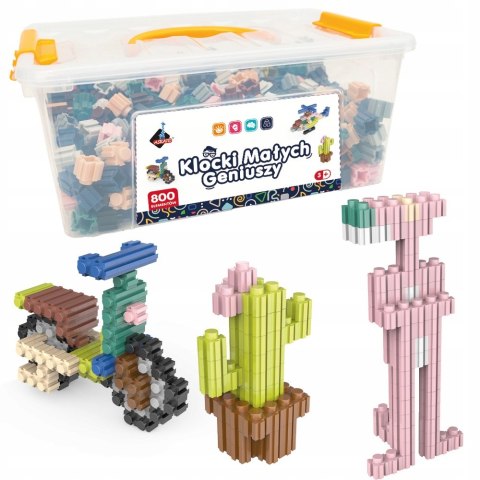 Klocki Małych Geniuszy 800 elementów Pikselowe Walizka Klocki Konstrukcyjne
