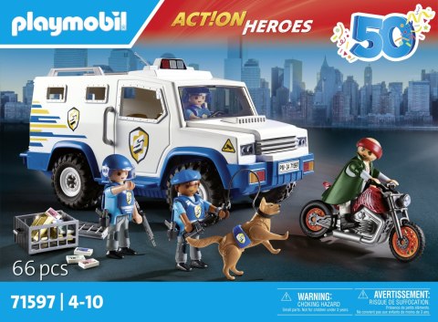 Playmobil Action Heroes 71597 Transporter pieniędzy Policyjny Policja