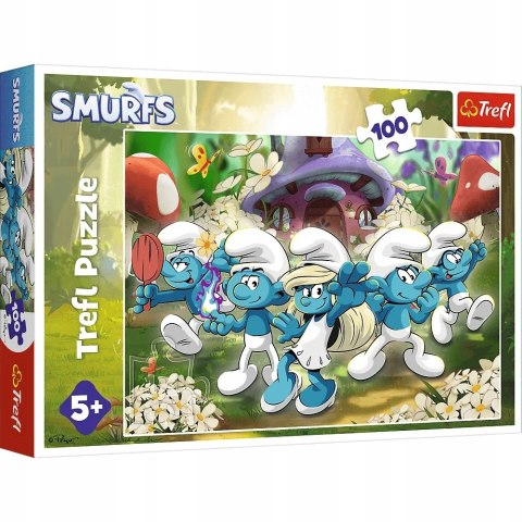 Puzzle 100 elementów Poznaj Smerfy 16487 Trefl The Smurfs 5+