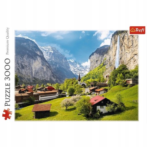 Puzzle 3000 elementów Lauterbrunnen Szwajcaria 33076 Trefl Widok na dolinę