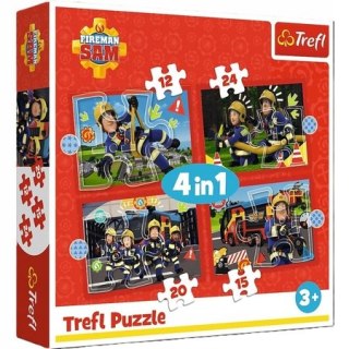 Puzzle 4w1 Przygody strażaka Sama Strażak Sam 34632 dla trzylatka