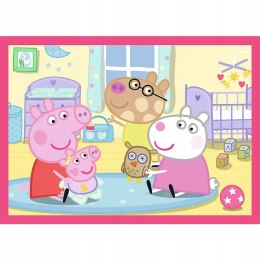 Puzzle 4w1 Świnka Peppa 34672 Trefl 12,15,20,24 dla trzylatka 3+