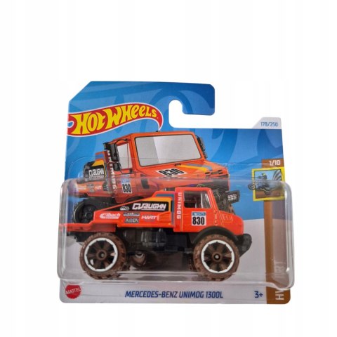 Samochód Hot Wheels HTF05 Dirt Mercedes-Benz Unimog 1300L czerwony