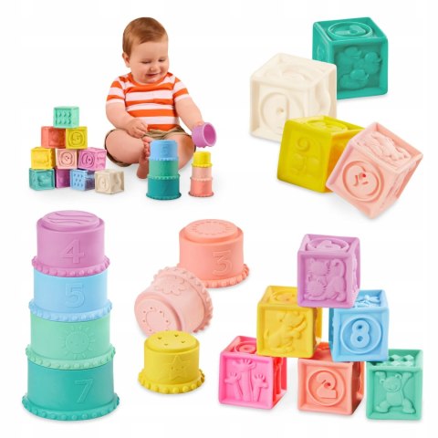Zestaw sensoryczny Miękkie klocki i kubeczki B.Toys BX2401Z