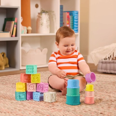 Zestaw sensoryczny Miękkie klocki i kubeczki B.Toys BX2401Z