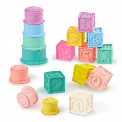 Zestaw sensoryczny Miękkie klocki i kubeczki B.Toys BX2401Z