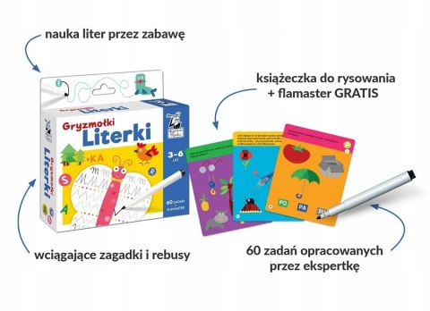 Literki Gryzmołki 3-6 lat Kapitan Nauka Litery Piszę i zmazuję
