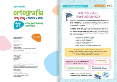 Ortografia Karty Pracy w Szkole i w Domu Klasy 2-3 Greg