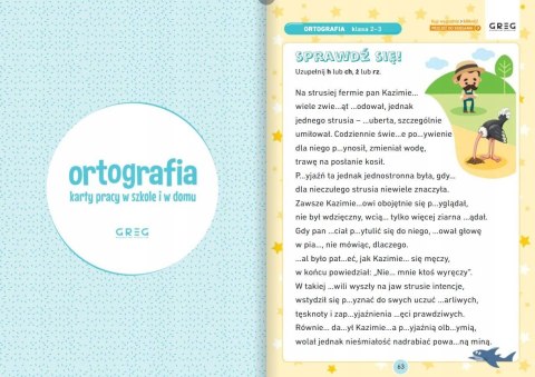 Ortografia Karty Pracy w Szkole i w Domu Klasy 2-3 Greg