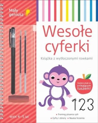 Wesołe cyferki Mały geniusz Książka z rowkami + Pisak ze znikającym tuszem