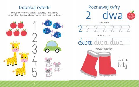 Wesołe cyferki Mały geniusz Książka z rowkami + Pisak ze znikającym tuszem