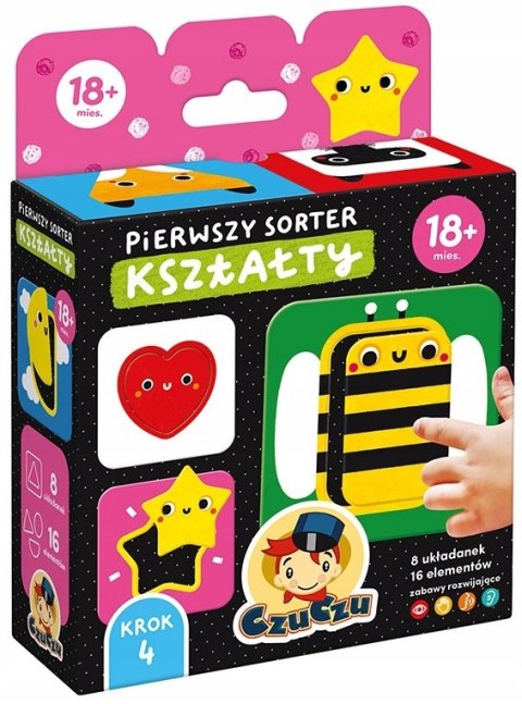 CzuCzu Pierwszy sorter Kształty dla dzieci 18 mies.+, dwuelementowe puzzle