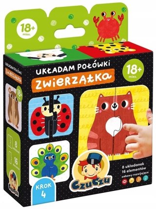 CzuCzu Układam połówki Zwierzątka dla dzieci 18 mies.+,dwuelementowe puzzle