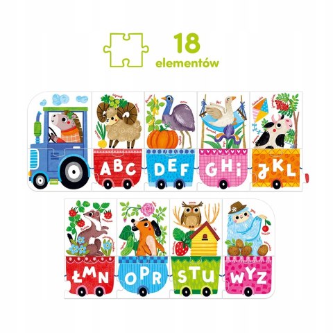 CzuCzu puzzle Literkowy traktor dla dzieci 3+, 18 elementów