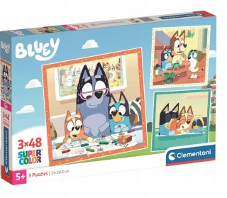 Puzzle 3x48 Bluey 25003 Super Kolor Clementoni 5+ 3w1