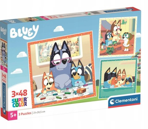 Puzzle 3x48 Bluey 25003 Super Kolor Clementoni 5+ 3w1
