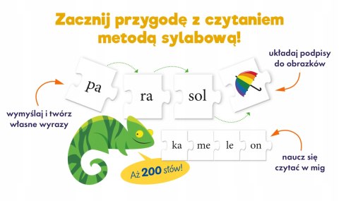 Puzzle do nauki czytania Sylaby Edukacyjna Układanka 4+ Kapitan Nauka