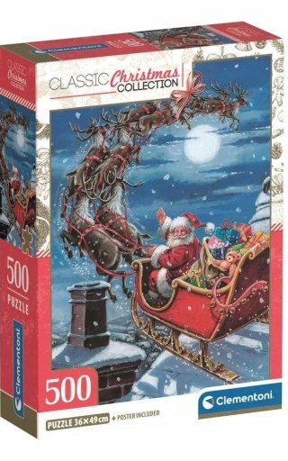 Puzzle 500 elementów Świąteczne 35628 Nocna przejażdżka saniami Clementoni
