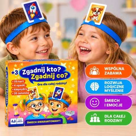 Gra Rodzinna Zgadnij Kto? Zgadnij Co? Zgadywanka dla dzieci 115 kart 3+