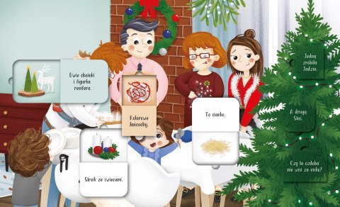 Wigilia u Pętelków Świąteczna książka z Okienkami Zielona Sowa Święta