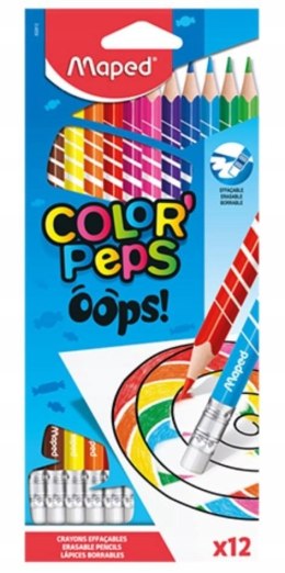 Maped Kredki 12 Colorpeps Oops trójkątne z gumką