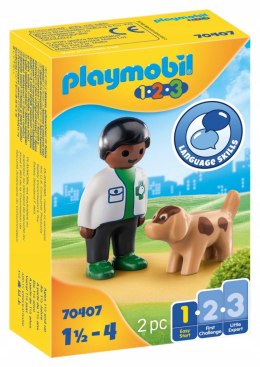 Playmobil 1.2.3 Weterynarz z pieskiem 70407