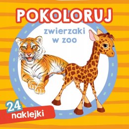 Pokoloruj Zwierzaki w zoo 24 Naklejki Kolorowanka